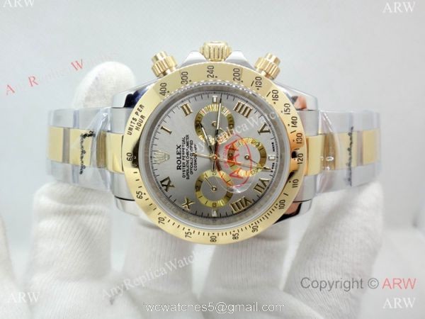 High Quality Copy Rolex Daytona Two Tone Gray Roman Watch 40mm 3