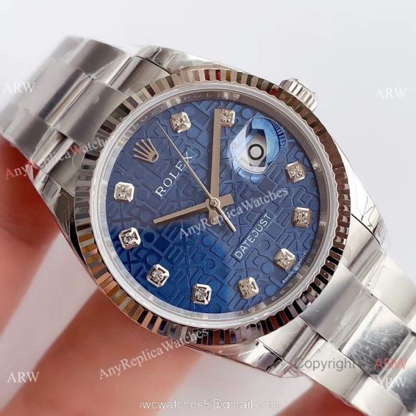 (EW) Swiss Copy Rolex Datejust 36mm Watch Stainless Steel Blue Computer Dial Rolex EW Factory 3