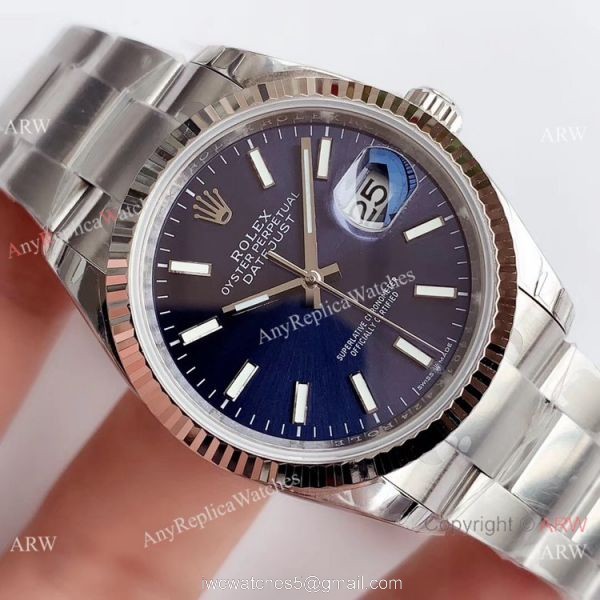 Swiss Grade Rolex Datejust EW Factory 3235 316L Watch SS Blue Dial 3