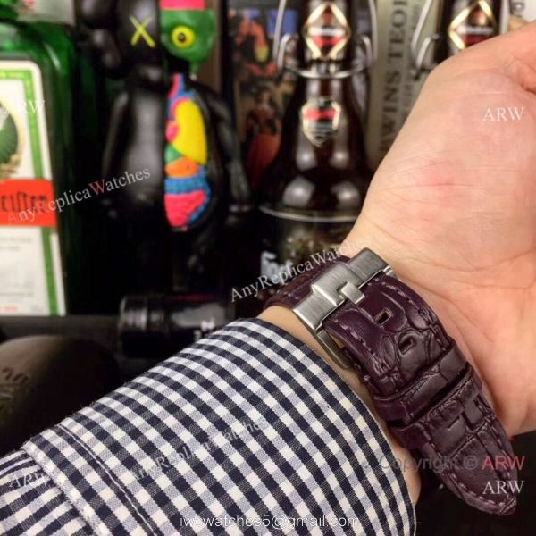 Rolex Daytona Rainbow Replica Automatic Watch Black Dial Purple Leather Strap 3