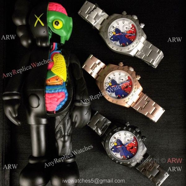 Rolex Blaken Replica Daytona Watches Blacksteel Blue&038;Red Dial 3
