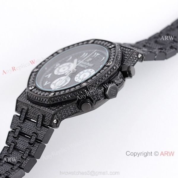Solid Black Audemars Piguet Ice Royal Oak Replica Watch 15400 3
