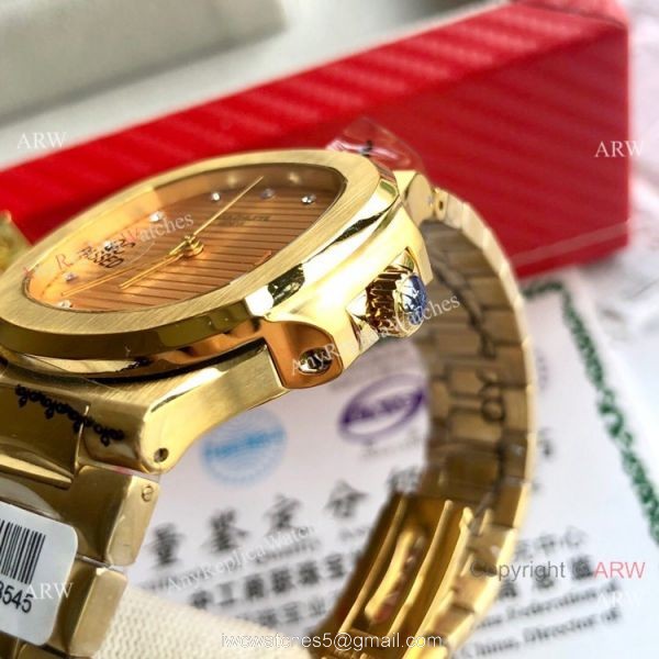 Yellow Gold Patek Philippe Nautilus Copy Watch Men Size 3