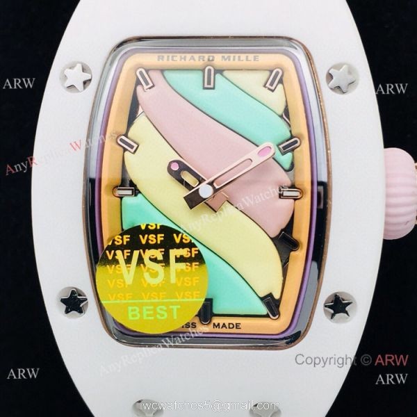 VS Factory Richard Mille AAA RM 07-03 Marshmallow BonBon Watch Green Rubber Strap 3