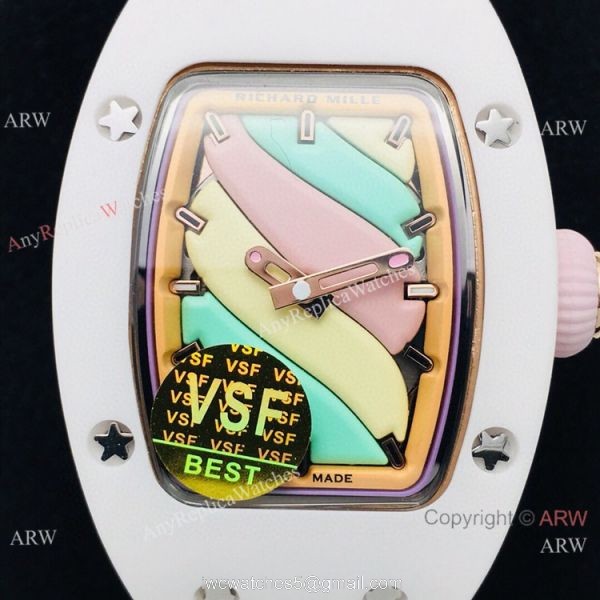 VS Factory Swiss Richard Mille RM07-03 BonBon Watch Ceramic Green Rubber Strap 3