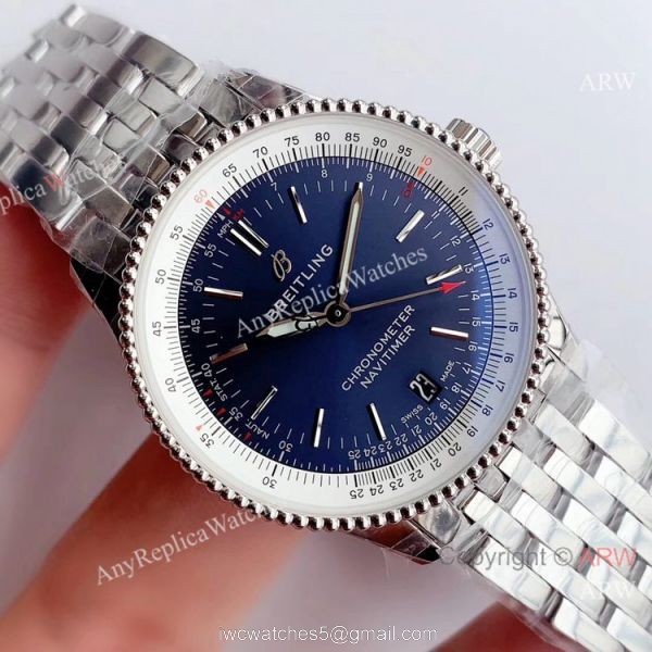 Swiss Replica Breitling Navitimer 1 Stainless Steel Blue Dial Watch 38mm 3