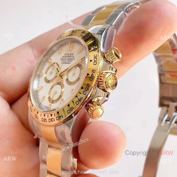 1:1 Best Clone Rolex Daytona Two Tone White Dial Watch Noob Factory 904L 4130 Movement 3