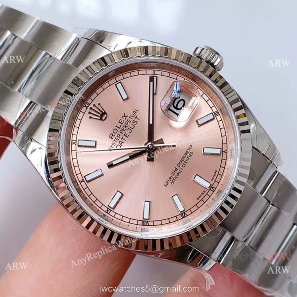 EW Factory Swiss 3235 Rolex Datejust Ss Salmon Dial Watch 36mm 3