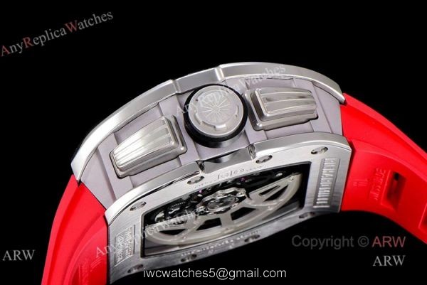 KV Factory Richard Mille RM 011 Red Rubber Band Automatic Replica Watches For Men 3