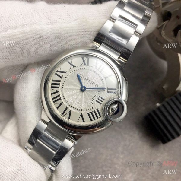 Replica Cartier Ballon Bleu De 33mm Ss Silver Dial Watch V6 Factory Swiss Quartz 3