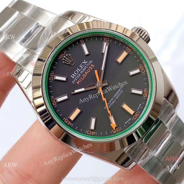 Noob Factory Swiss 2836 Rolex Milgauss 116400GV-72400 Black Dial Replica Watch 3