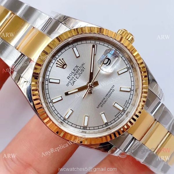 EW Swiss Replica Rolex Datejust 2-Tone Silver Dial Watch 36MM 3