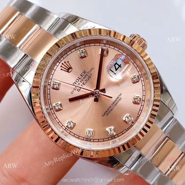 EWF Swiss 3235 Rolex Datejust 36 Watch Salmon Dial Rolex Everose Replica 3