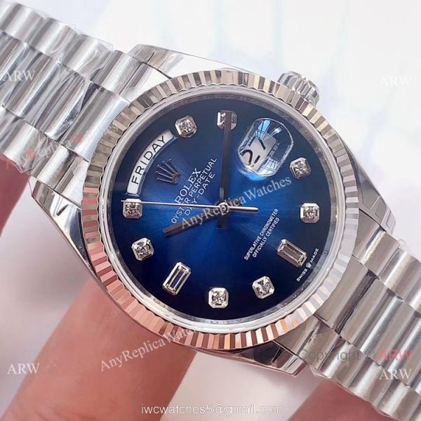 (EW)Swiss 3255 Replica Presidential Rolex Day-Date Blue Dial Watch High End Replica 3