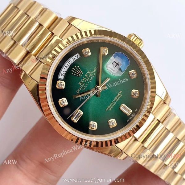 (EWF )Swiss Fake Rolex Presidential Day Date Green Dial Watch 3255 Movement 3