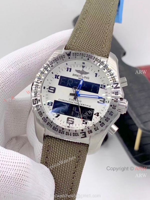 Breitling Cockpit B50 Chronograph Watches Black Dial Black Leather Strap 3
