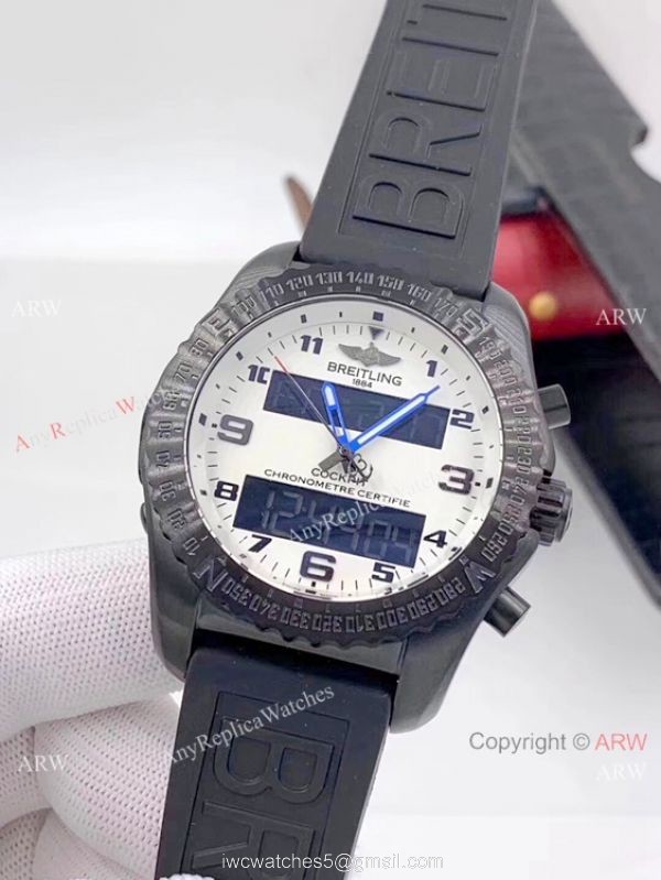 Solid Black Breitling Cockpit B50 Replica Watches Rubber Strap 3