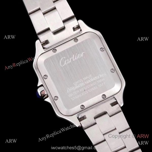 Replica Cartier Santos de Cartier Stainless Steel Black Dial Lover Watch 3