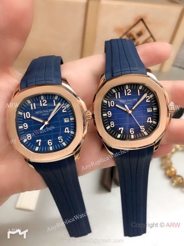 Copy Patek Philippe Geneve Aquanaut Rose Gold Gray Watches 40mm 3