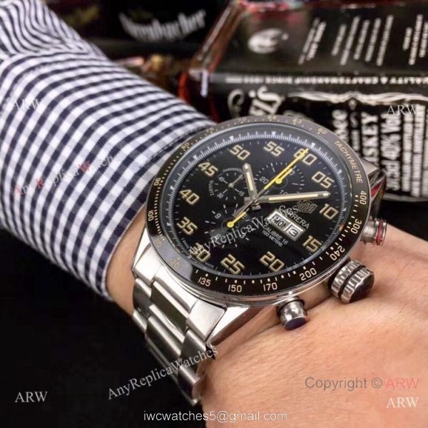 Stainless Steel Black Dial Tag Heuer Carrera Calibre 16 Replica Watch 3