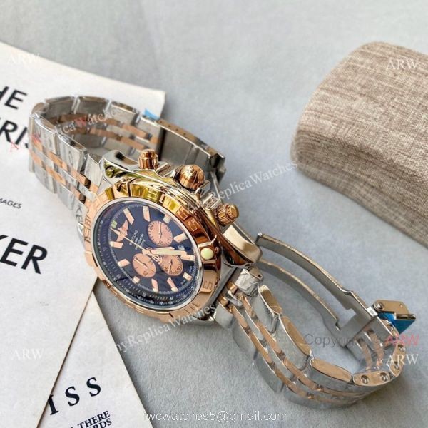 Two Tone Rose Gold Breitling Chronomat B01 Copy Watch 45mm 3