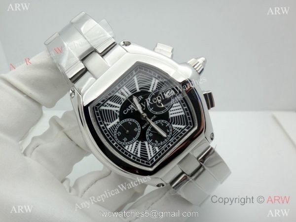 High Quality Replica Cartier Roadster Chronograph Stainless Steel Watch 3