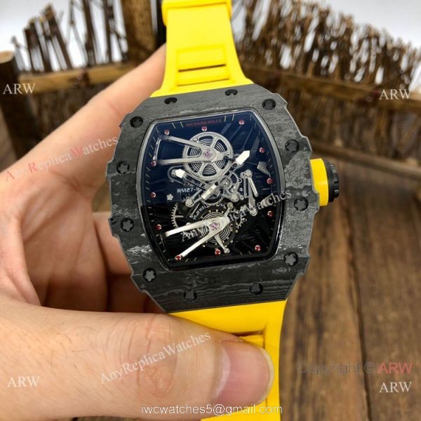 Swiss Quality Richard Mille Rm27-02 Copy Watches Carbon Green Rubber Strap 3