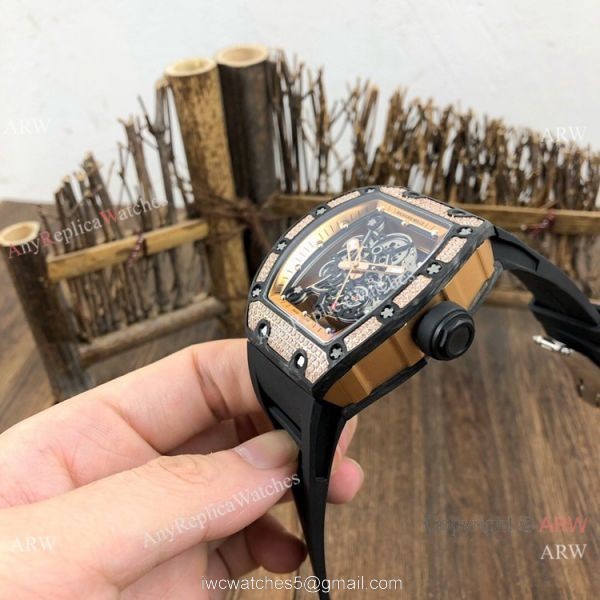 SWISS Replica Richard Mille Rm055 Rose Gold Diamond Watch V2 version 3