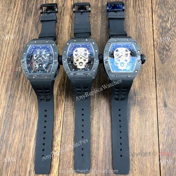Swiss Quality Richard Mille RM52-06 Rose Gold SKULL Dial Watches Carbon Case 3
