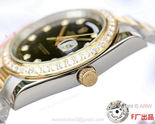 NEW UPGRADED Fake Presidential Rolex DayDate 2 Black diamond Dial Watch 41mm 3