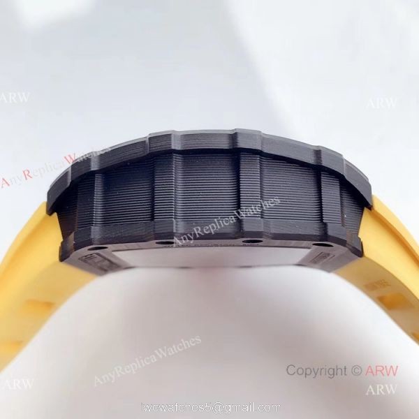 KV Factory New Replica Richard Mille RM035-02 Carbon Watch With Yellow Rubber Strap 3