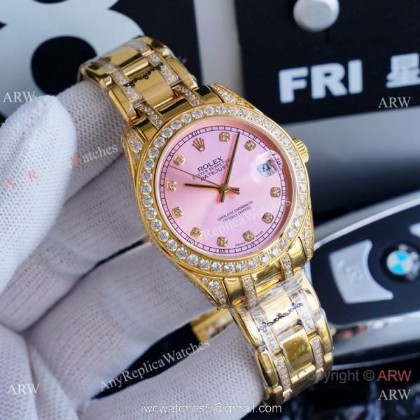 Replica Rolex Datejust Masterpiece Gold Diamond Watches 34mm 3