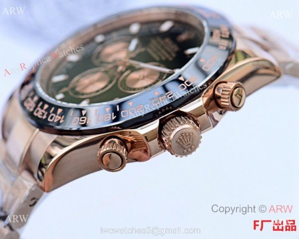Rolex Daytona Rose Gold Ceramic Bezel Black Dial Watch 43mm 3