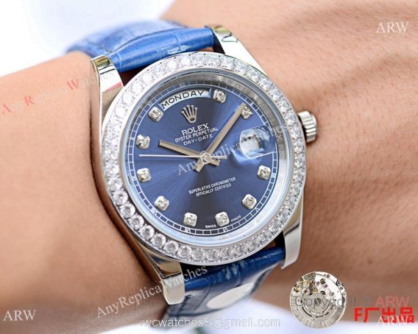 NEW UPGRADED Clone Rolex Day Date ii 41mm Watches Brown Leather Strap 3