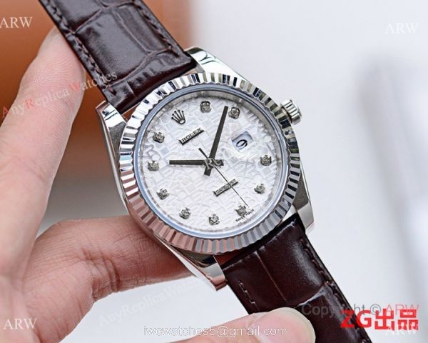 NEW UPGRADED Copy Rolex Datejust II Watch 41mm Diamond Markers Leather Strap 3