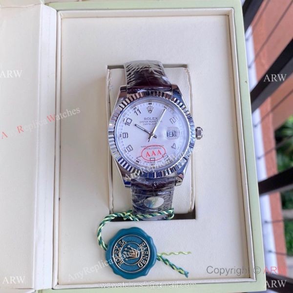 New Upgraded Rolex Datejust II 41 Watches White Arabic Dial Leather Strap 3