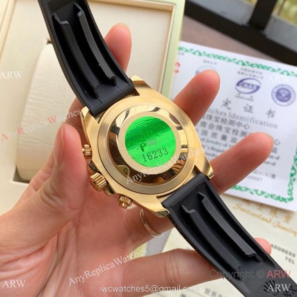 Copy Rolex Daytona Rubber Strap Oysterflex Strap Yellow Gold 43mm 3
