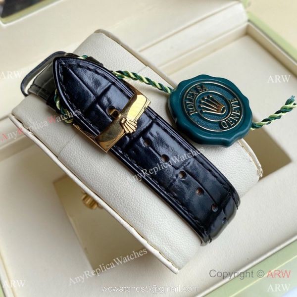 Knock off Rolex Daytona Watch Gold Case Black Ceramic Bezel Men Size 3