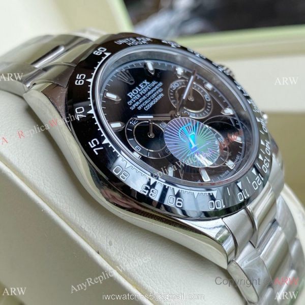 Replica Rolex Daytona 40mm Watch Black Dial Black Ceramic Bezel 3