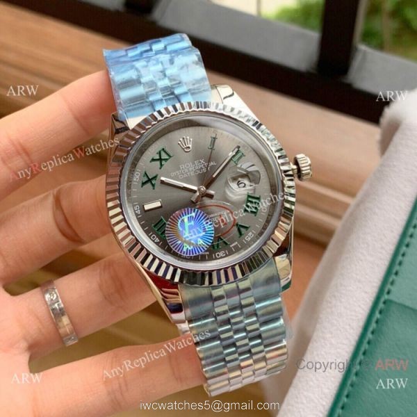 Upgraded Copy Rolex Jubilee Rose Gold Datejust II Watches Green Roman 40mm 3