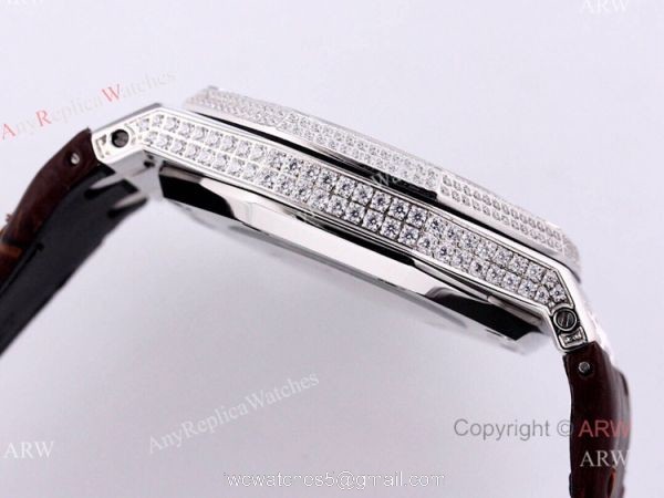 Swiss Audemars Piguet Royal Oak Brown Dial Iced Out Watches Replica For Sale 3