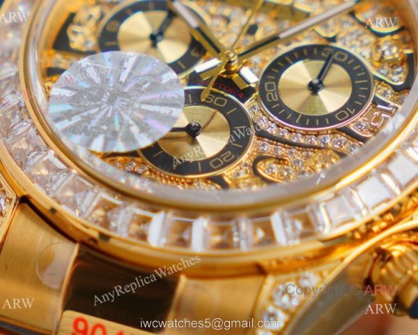 JH Factory Replica Rolex Tiger Eye Rose Gold Rolex Daytona 116588 TBR Diamond Watch 3
