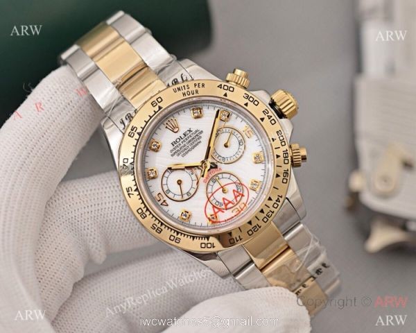 Copy Rolex Cosmograph Daytona 40 Watch Brown Dial with Diamond Markers 3