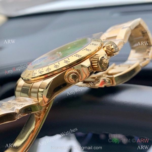 Fake Rolex Cosmograph Daytona Green Yellow Gold Watch 43mm 3