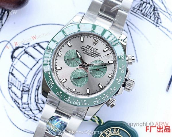 2020 Replica Rolex Daytona Stainless Steel Green Ceramic Watch 43mm 3