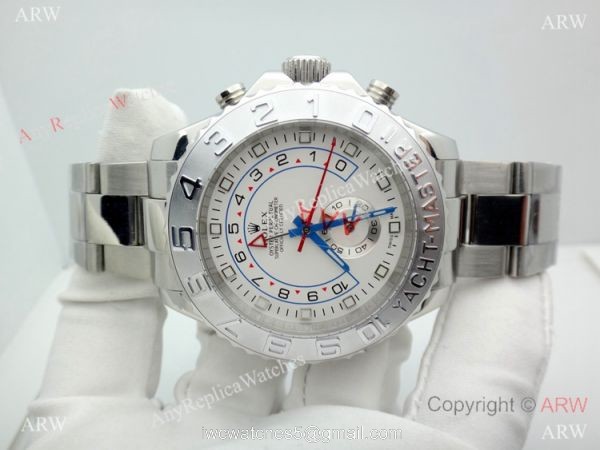 Copy Rolex Yacht-Master II Stainless Steel White Face Watch 44mm 3