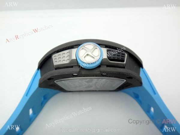 Swiss Grade 1 Richard Mille RM 70-01 Carbon Case Blue Rubber Strap Watch 3