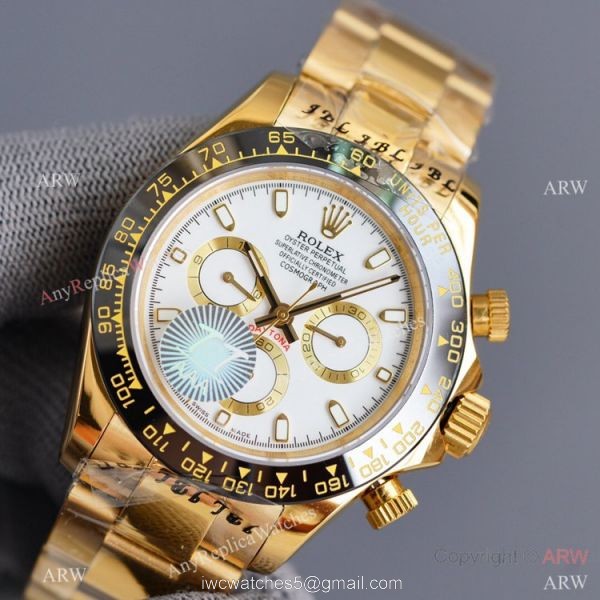 Swiss Quality Daytona Rolex Copy Watch Ceramic Bezel Yellow Gold 40mm 3