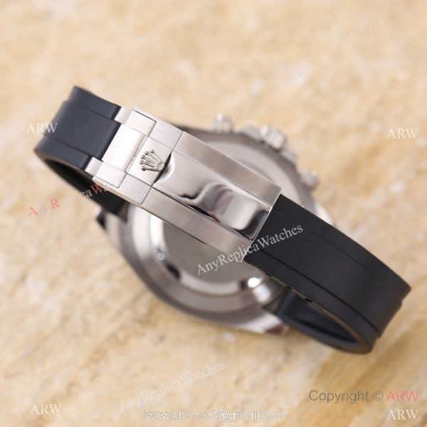 Swiss Quality Replica Rolex Daytona 43mm Watch Rhodium Gray Oysterflex Rubber Strap 3