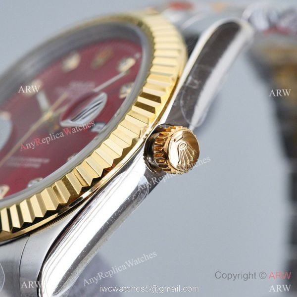 Swiss Quality Rolex Datejust ii 41mm Cherry red Dial Diamond Markers Jubilee Watch 3